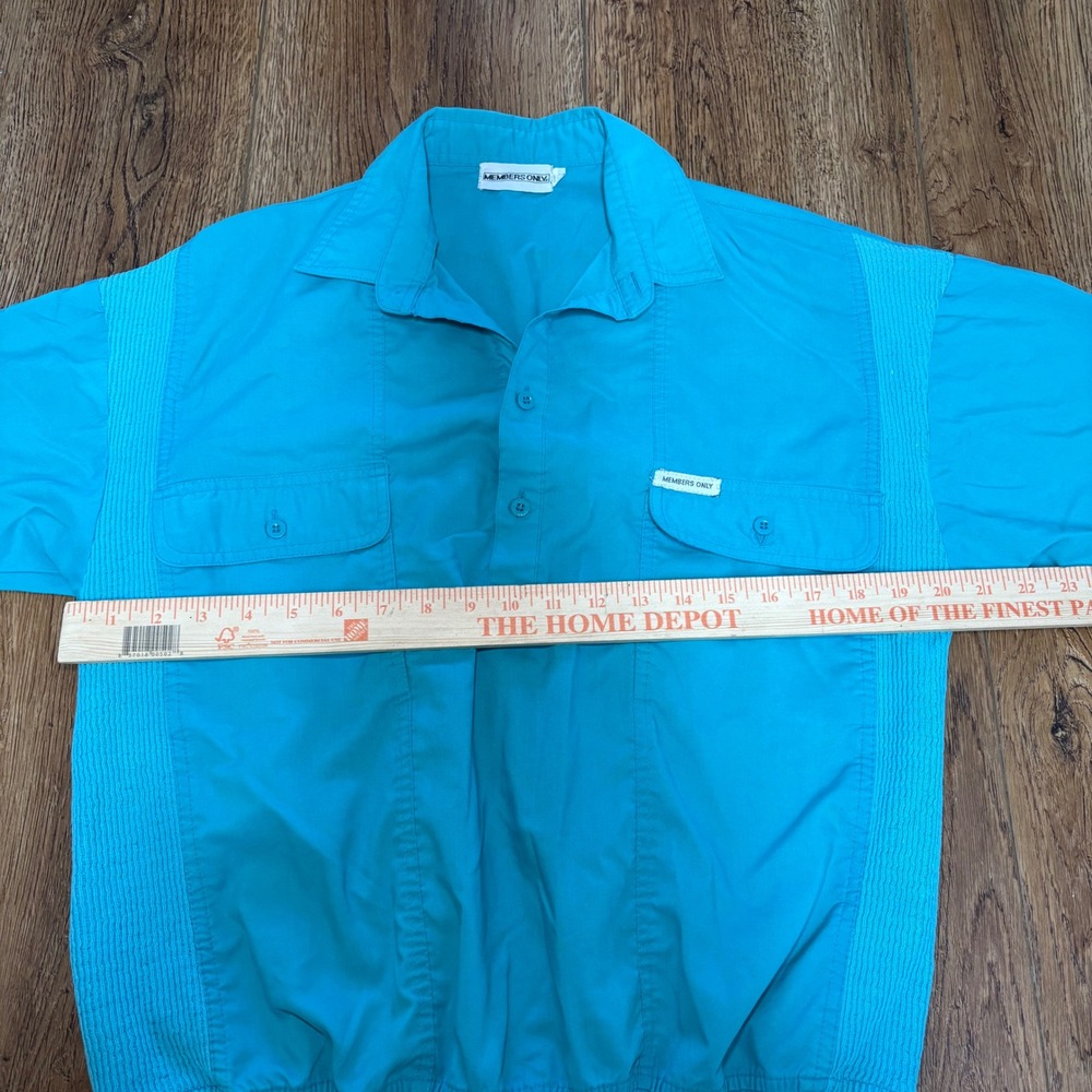 VTG Members Only Turquoise Short Sleeve Pullover Henley Shirt Mens M retro‎ 80s - Picture 4 of 10